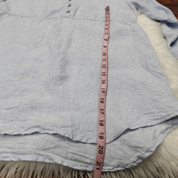 Sigrid Olsen Light Blue Lagenlook Oversized Linen Preppy Tunic Blouse S - Picture 11 of 13